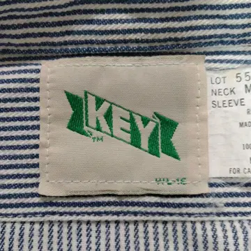 KEY 스트라이프 긴팔 셔츠 70s M 턱 스트랩 포함