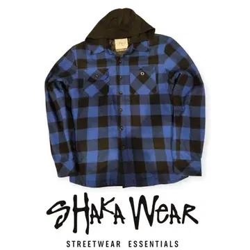 SHAKA WEAR 후드 부착 플란넬 셔츠 S 사이즈