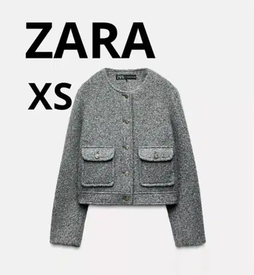 미사용 새상품 ZARA 부클레 숏 자켓 골드 버튼 XS