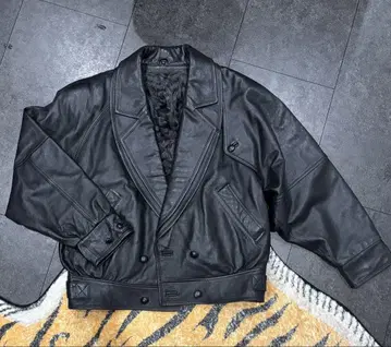 80s 90s 가죽 더블 브레스트 자켓 양가죽