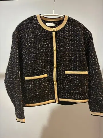 BALLSEY 니트 콤비 트위드 크루넥 자켓