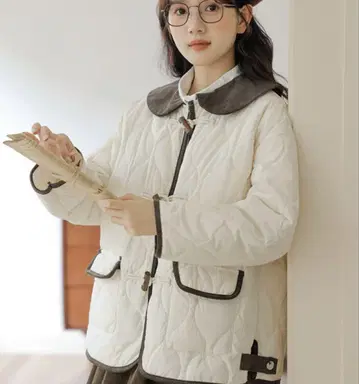 Jemiremi 카라 부착 퀼팅 더플 재킷
