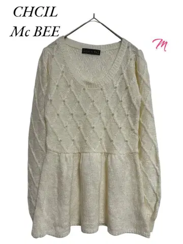 CECIL Mc BEE [ 새상품급 ] 니트 스웨터 펄 상의 화이트 M