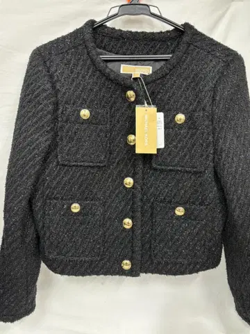 택 포함 새상품 마이클코어스 트위드 자켓 S 블랙 노카라 가을/겨울