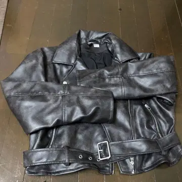 H&M 블랙 가죽 싱글 라이더 자켓