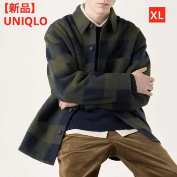 [새상품] 유니클로 오버 셔츠 자켓 남성용 체크 올리브 XL