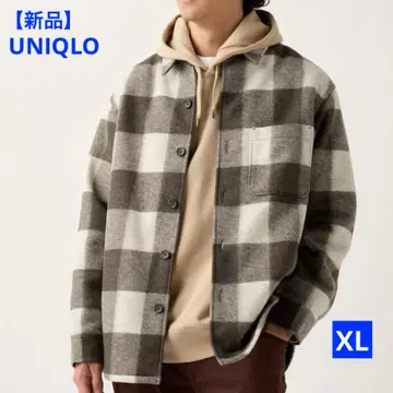 [새상품] 유니클로 오버 셔츠 자켓 남성용 체크 브라운 XL
