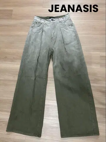 지나시스 턱 데님 와이드 팬츠