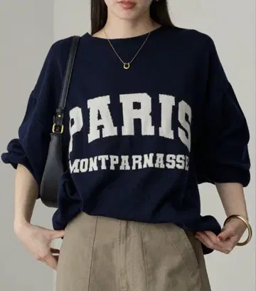 [ Loungedress ] 2way 로고 니트 네이비