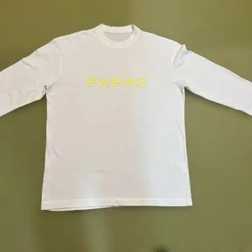 PAPAS 자수 화이트 긴팔 T셔츠