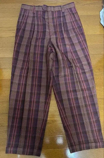 [90s 일본제] 헤링본 울 블렌드 2턱 체크 슬랙스 W76