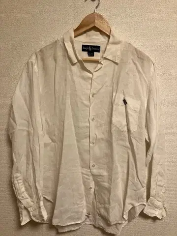 90s 랄프 로렌 린넨 셔츠 화이트 오픈 카라 L 사이즈