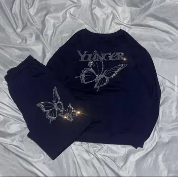 Butterfly logo rhinestone rich sweat