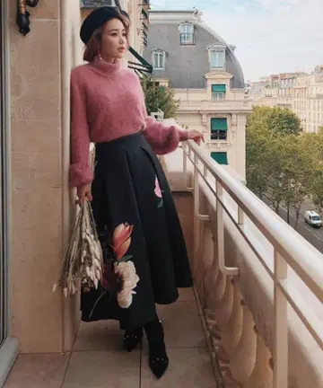 eimy istoire Eden flower 턱 플레어 스커트 꽃무늬