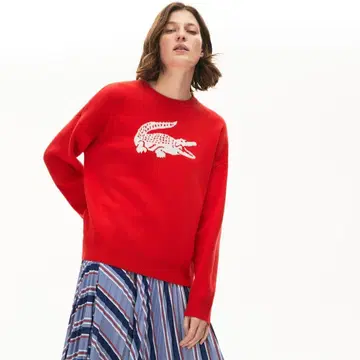 라코스테 LACOSTE 빨간색 오렌지 니트