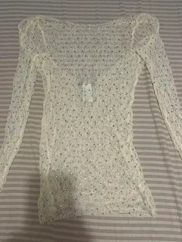 ZARA 화이트 레이스 긴팔 셔츠 S