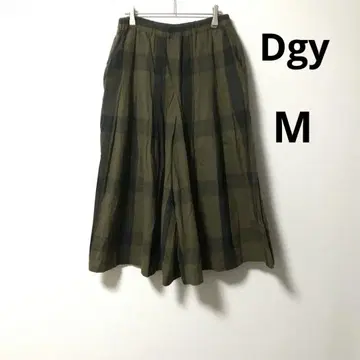 Dgy 디 체크 무늬 와이드 팬츠 가우초 M 카키 계열 내추럴