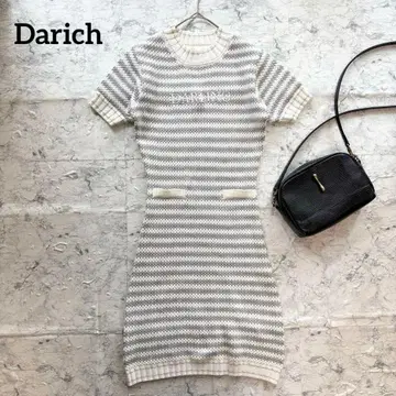Darich 다리치 바디 콘셔스 보더 니트 원피스 여성스러운 로고 자수