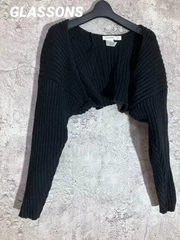 GLASSONS 리브 크롭 니트 가디건 볼레로 스웨터