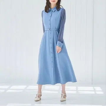 Andemiu 소매 시어 셔츠 원피스