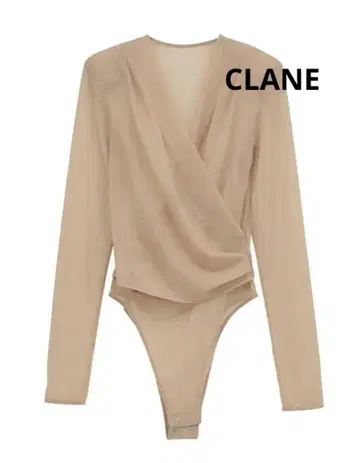 CLANE sheer drape bodysuits beige