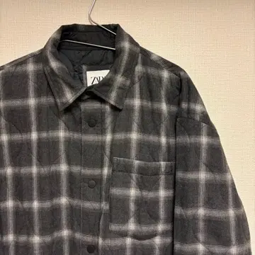 zara 충전솜 퀼팅 체크 셔츠 L
