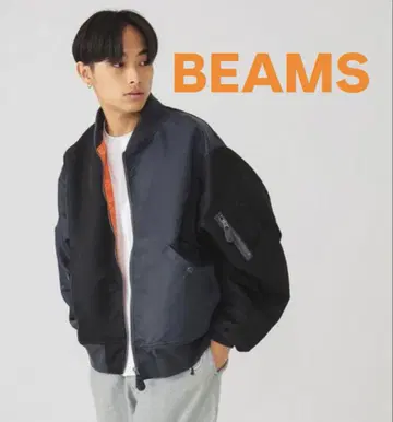 BEAMS MA-1 플라이트 자켓 블랙 그레이
