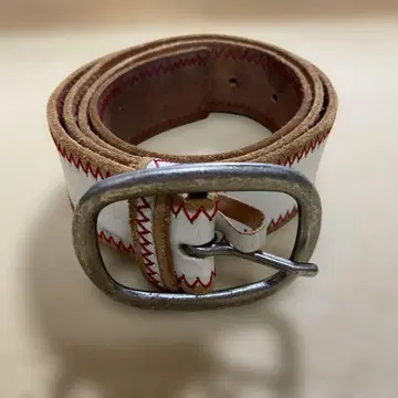 화이트 브라운 가죽 벨트 1-2