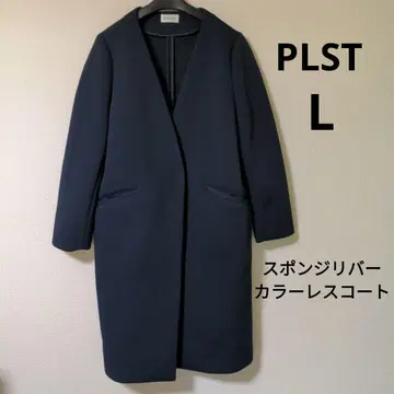 PLST 스펀지 리버 칼라리스 코트 네이비 L