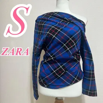 자라 블루 레드 블랙 블라우스 체크 스킨쇼