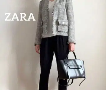 ZARA 트위드 노카라 자켓