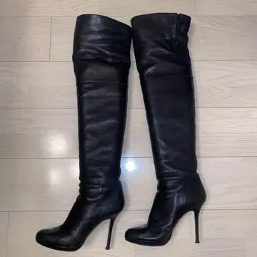 지미추 블랙 니하이 부츠 36 사이즈 높은 힐