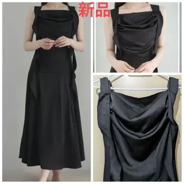 새상품 폴로라 프릴 코드 스위치 머메이드 드레스 블랙