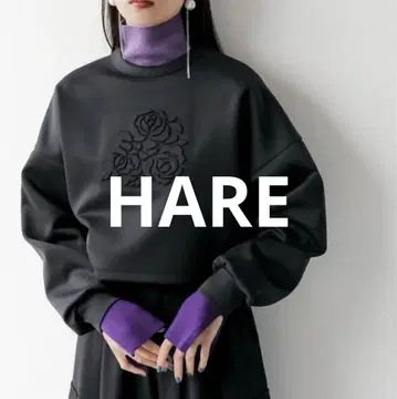 HARE 하레 2WAY 플라워 엠보싱 풀오버 (블랙)