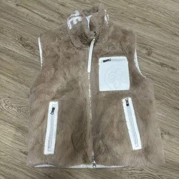 베이지 인조 모피 베스트 여성용