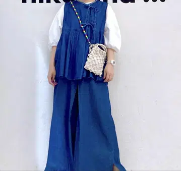 니코앤드 데님풍 반팔 베스트 리본 포함