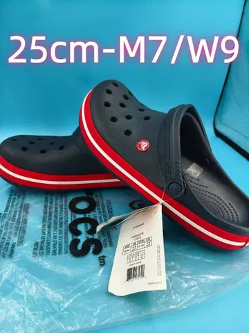 CROCS 클로그 샌들 25cm 네이비/레드