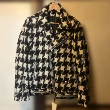 NO ID. 하운드 투스 패턴 라이더 자켓