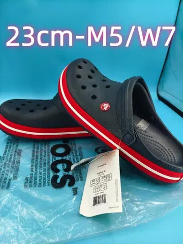 클로그 샌들 23cm 네이비/레드