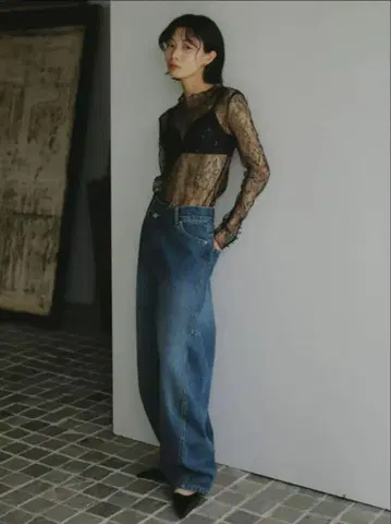 Ameri vintage OVER WAIST SWITCHING DENIM