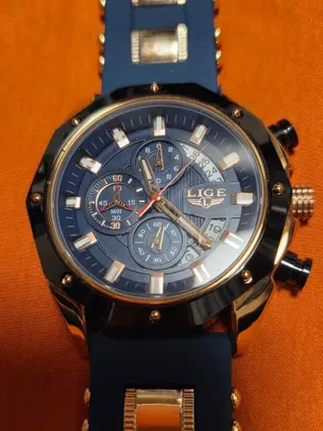 LIGE 크로노그래프 아날로그 손목시계