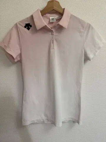 핑크 화이트 그라데이션 피케 셔츠