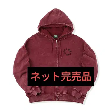that's life 더블 지퍼 후드티 빨간색