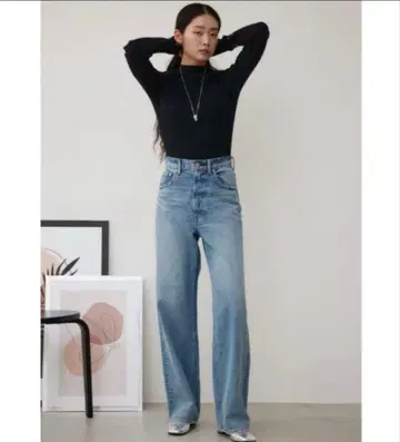 AZUL DENIM 하이웨스트 와이드 데님 moussy