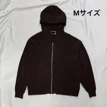 PHINGERIN 니트 지퍼 후드티 브라운