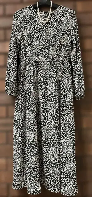 BEAMS 꽃무늬 긴팔 롱 원피스