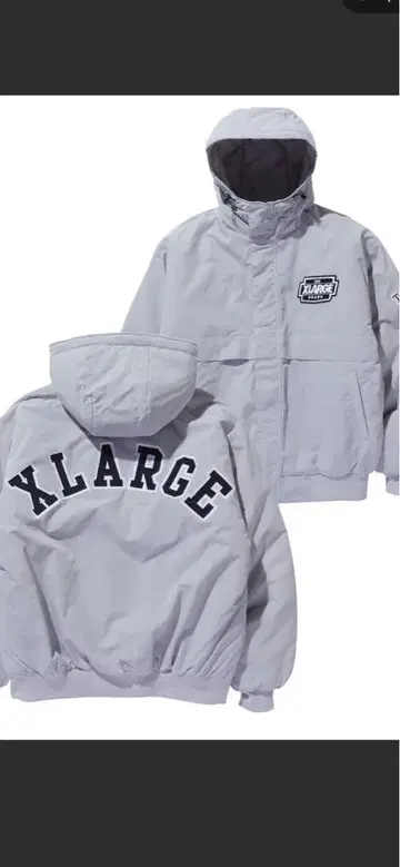 XLARGE 후드 부착 나일론 자켓 그레이