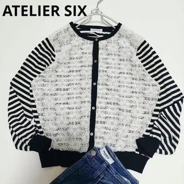 새상품급 ATELIER SIX 아틀리에식스 레이스 보더 가디건