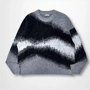 자라 ZARA 남성용 브러시드 피니시 자카드 스웨터 L 사이즈