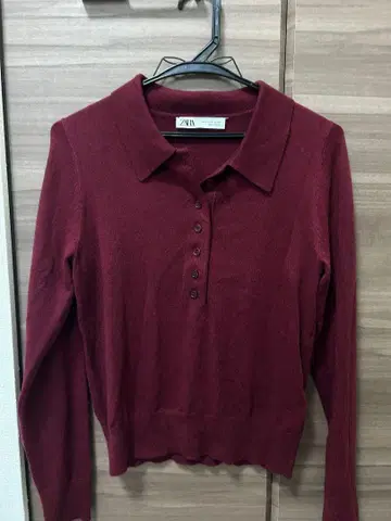 ZARA 버건디 폴로 칼라 스웨터